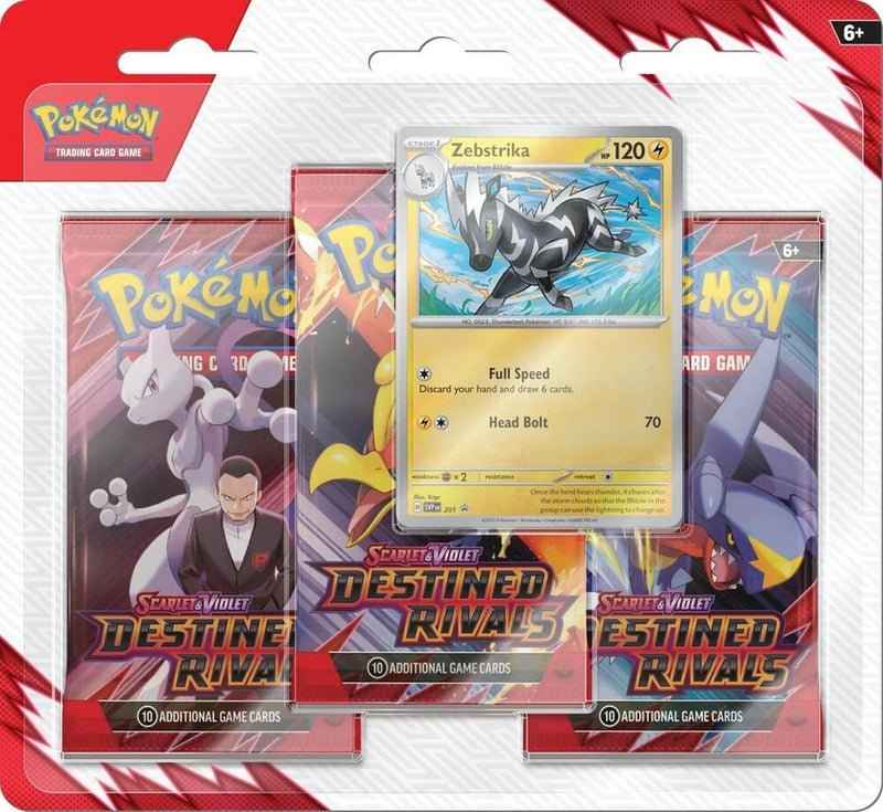 Pokemon TCG: Scarlet and Violet - Destined Rivals 3-Pack Blister (Zebstrika)